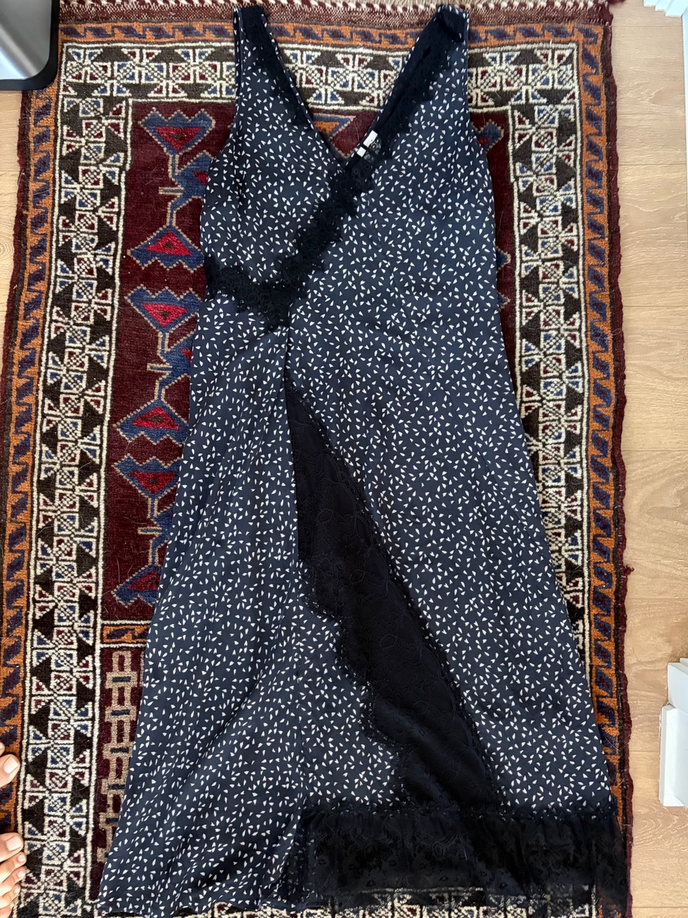 Lewit Navy 100% silk and lace dress